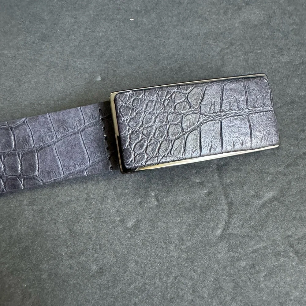 Vintage Alligator Embossed Leather Belt‎ Navy Blue Y2K Nine West Unisex S / M